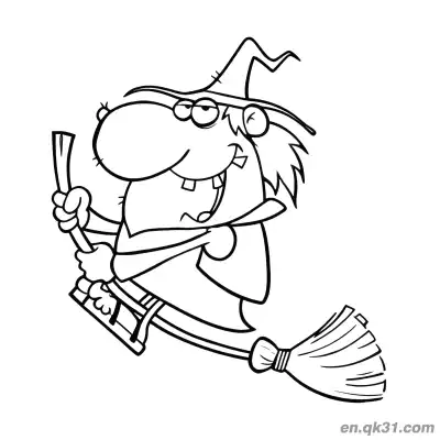 Free printable Cartoon Witch Holding Magic Staff Coloring Page coloring page