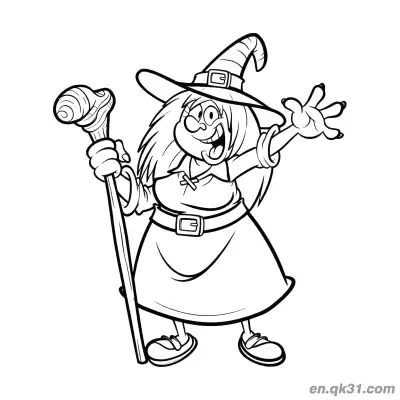 Free printable Classic Witch Stirring Cauldron Coloring Page coloring page