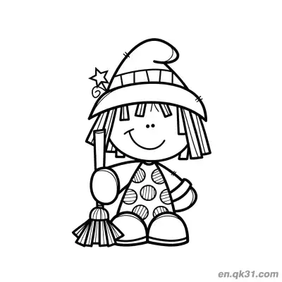 Free printable Cute Smiling Little Witch Coloring Page coloring page