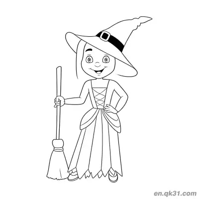 Free printable Evil Smiling Witch Coloring Page coloring page