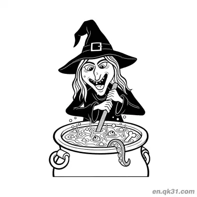 Free printable Evil Witch Brewing Potion Coloring Page coloring page