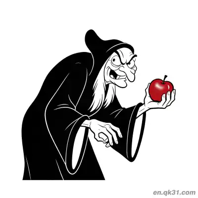 Free printable Evil Witch Holding Poison Apple Coloring Page coloring page