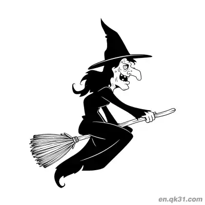 Free printable Flying Spell Witch Coloring Page coloring page