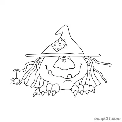 Free printable Funny Pumpkin Witch Coloring Page coloring page