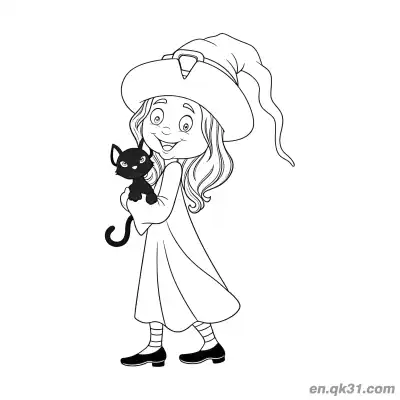Free printable Funny Witch Stirring Magic Potion Coloring Page coloring page