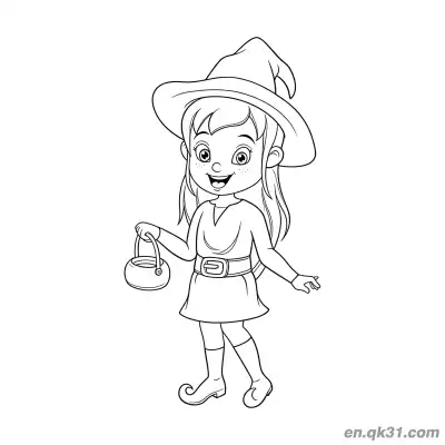 Free printable Goofy Witch Flying on Broom Coloring Page coloring page