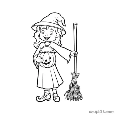 Free printable Halloween Pumpkin Witch Coloring Page coloring page