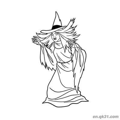 Free printable Mysterious Surprised Witch Coloring Page coloring page