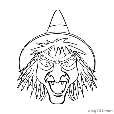 Free printable Scary Witch Face Close Up Coloring Page coloring page