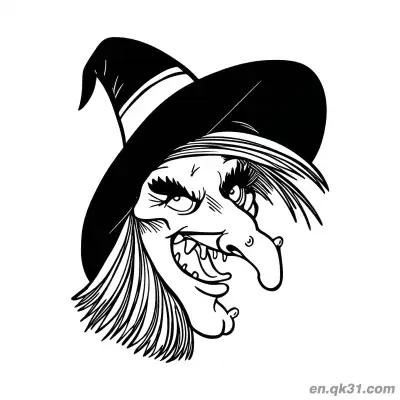Free printable Scary Witch Face Coloring Page coloring page