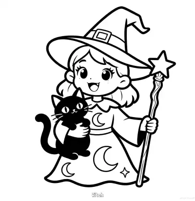 Free printable Witch 10 Coloring Page - Free Printable Halloween PDFS Coloring Sheets coloring page