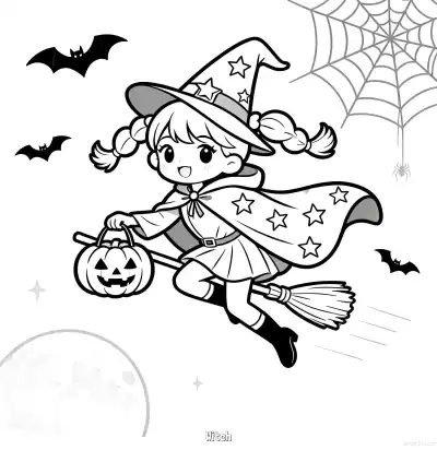 Free printable Witch 11 Coloring Page - Free Printable Halloween PDFS Coloring Sheets coloring page