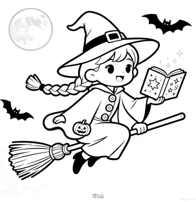Free printable Witch 12 Coloring Page - Free Printable Halloween PDFS Coloring Sheets coloring page