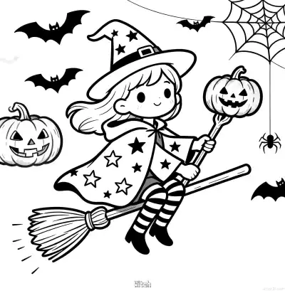 Free printable Witch 14 Coloring Page - Free Printable Halloween PDFS Coloring Sheets coloring page