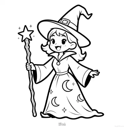 Free printable Witch 4 Coloring Page - Free Printable Halloween PDFS Coloring Sheets coloring page