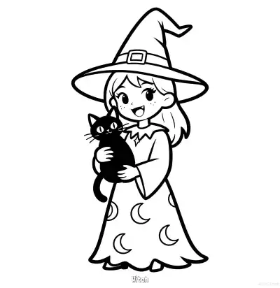 Free printable Witch 6 Coloring Page - Free Printable Halloween PDFS Coloring Sheets coloring page