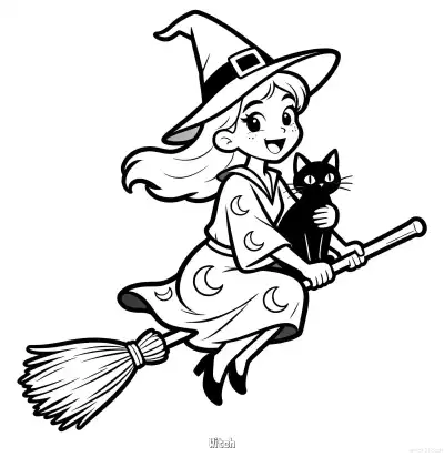 Free printable Witch 8 Coloring Page - Free Printable Halloween PDFS Coloring Sheets coloring page