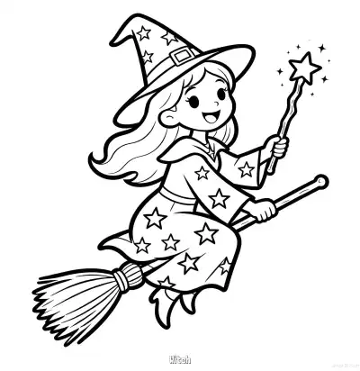 Free printable Witch 9 Coloring Page - Free Printable Halloween PDFS Coloring Sheets coloring page