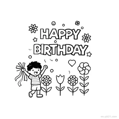 Free printable Boy Happy Birthday 1 Coloring Page - Free PDF Printable Birthday Coloring Sheets coloring page