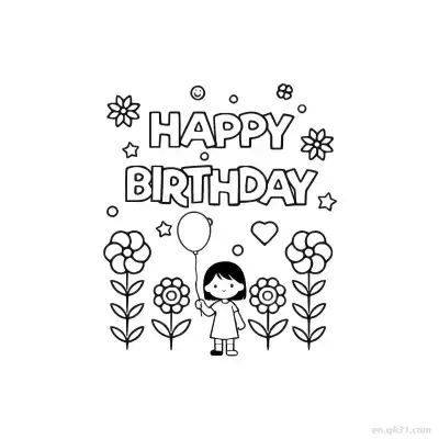 Free printable Girl Happy Birthday 10 Coloring Page - Free PDF Printable Birthday Coloring Sheets coloring page