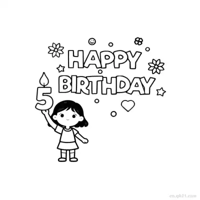 Free printable Girl Happy Birthday 11 Coloring Page - Free PDF Printable Birthday Coloring Sheets coloring page