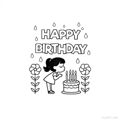 Free printable Girl Happy Birthday 12 Coloring Page - Free PDF Printable Birthday Coloring Sheets coloring page