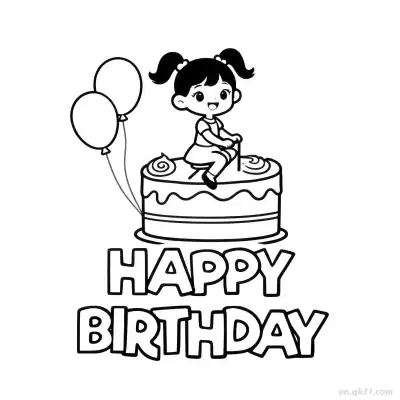 Free printable Girl Happy Birthday 13 Coloring Page - Free PDF Printable Birthday Coloring Sheets coloring page