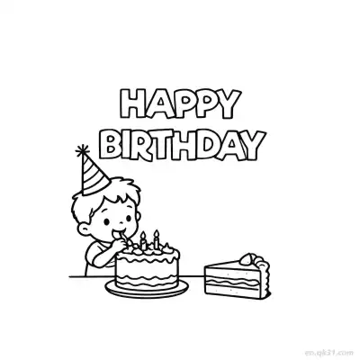 Free printable Boy Happy Birthday 3 Coloring Page - Free PDF Printable Birthday Coloring Sheets coloring page