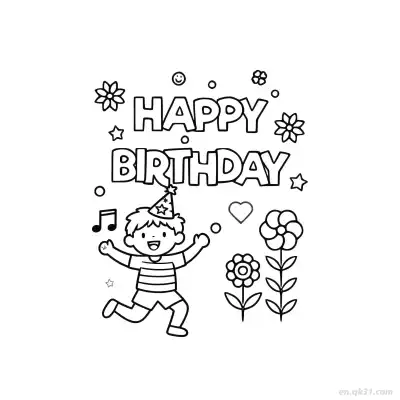 Free printable Boy Happy Birthday 4 Coloring Page - Free PDF Printable Birthday Coloring Sheets coloring page