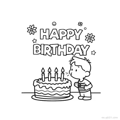 Free printable Boy Happy Birthday 5 Coloring Page - Free PDF Printable Birthday Coloring Sheets coloring page
