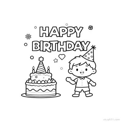 Free printable Boy Happy Birthday 6 Coloring Page - Free PDF Printable Birthday Coloring Sheets coloring page