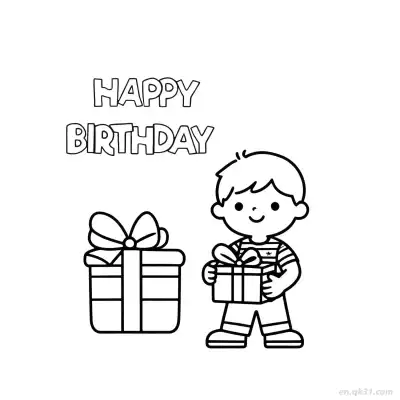 Free printable Boy Happy Birthday 7 Coloring Page - Free PDF Printable Birthday Coloring Sheets coloring page