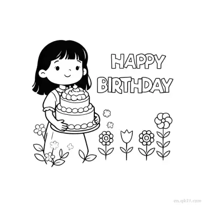 Free printable Girl Happy Birthday 8 Coloring Page - Free PDF Printable Birthday Coloring Sheets coloring page