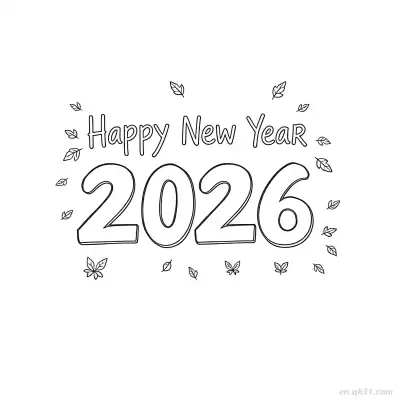 Free printable Leaves Border New Year 2026 Coloring coloring page