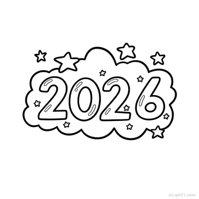Free printable Numbers Cloud and Stars 2026 Coloring coloring page
