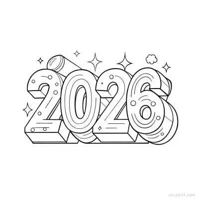 Free printable 3D Pop Art Style 2026 Numbers Coloring coloring page