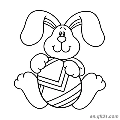 Free printable Big Ear Bunny Holding V-Stripe Easter Egg Coloring Page coloring page
