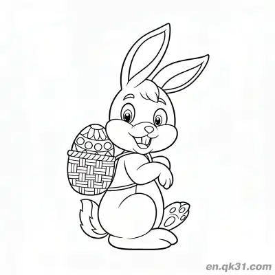 Free printable Bunny Carrying Easter Egg Basket Backpack Coloring Page coloring page