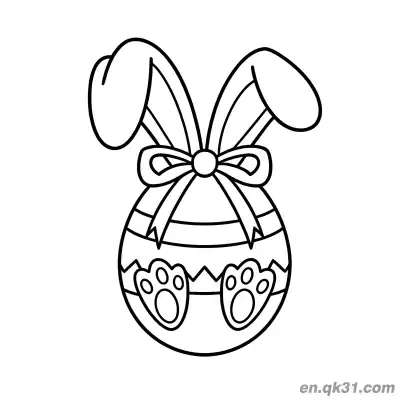 Free printable Bunny Ear Paw Print Bow Easter Egg Coloring Page coloring page