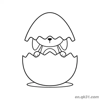 Free printable Bunny Hatching from Broken Easter Egg Shell Coloring Page coloring page