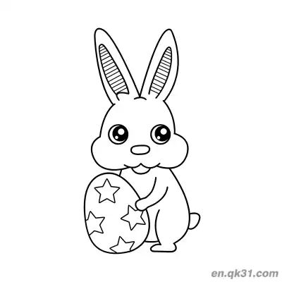 Free printable Bunny Holding Star Patterned Easter Egg Coloring Page coloring page