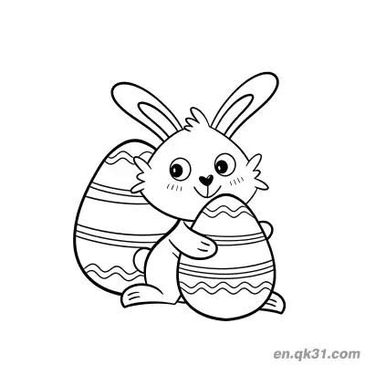Free printable Bunny Holding Wavy Easter Egg with Large Egg Coloring Page coloring page