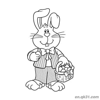 Free printable Bunny in Suit Carrying Easter Egg Basket Coloring Page coloring page
