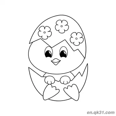 Free printable Hatching Chick in Floral Easter Egg Coloring Page coloring page