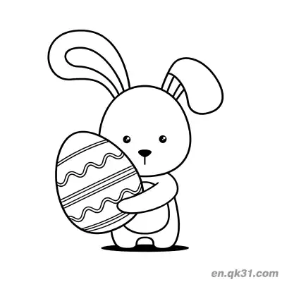 Free printable Minimalist Bunny Holding Wavy Easter Egg Coloring Page coloring page