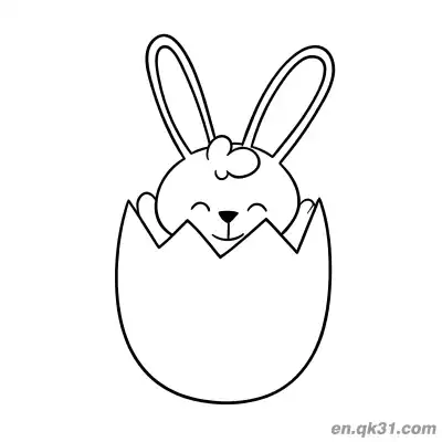 Free printable Minimalist Line Art Bunny Hatching from Egg Coloring Page coloring page