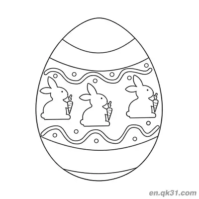 Free printable Bunny, Carrot & Wavy Dots Easter Egg Coloring Page - Cute for Kindergarten coloring page