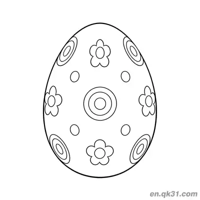 Free printable Circle Ring, Flower & Dot Easter Egg Coloring Page - Simple Design coloring page