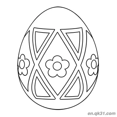 Free printable Diamond Geometric & Flower Easter Egg Coloring Page - Simple Pattern coloring page