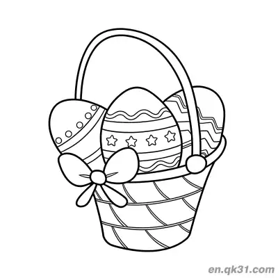 Free printable Easter Egg Basket with Bow Coloring Page - Cute & Easy coloring page